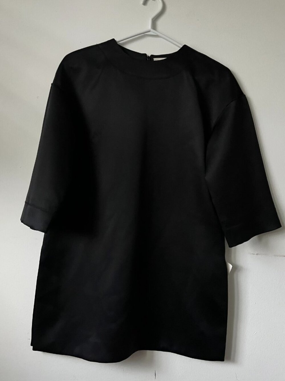 Celine Paris Oversized Crewneck Black Boxy Silk Wool Knit Sweater Top FR 36 New